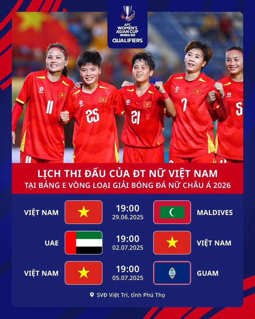 Lịch thi đấu của đội tuyển nữ Việt Nam tại vòng loại châu Á 2026