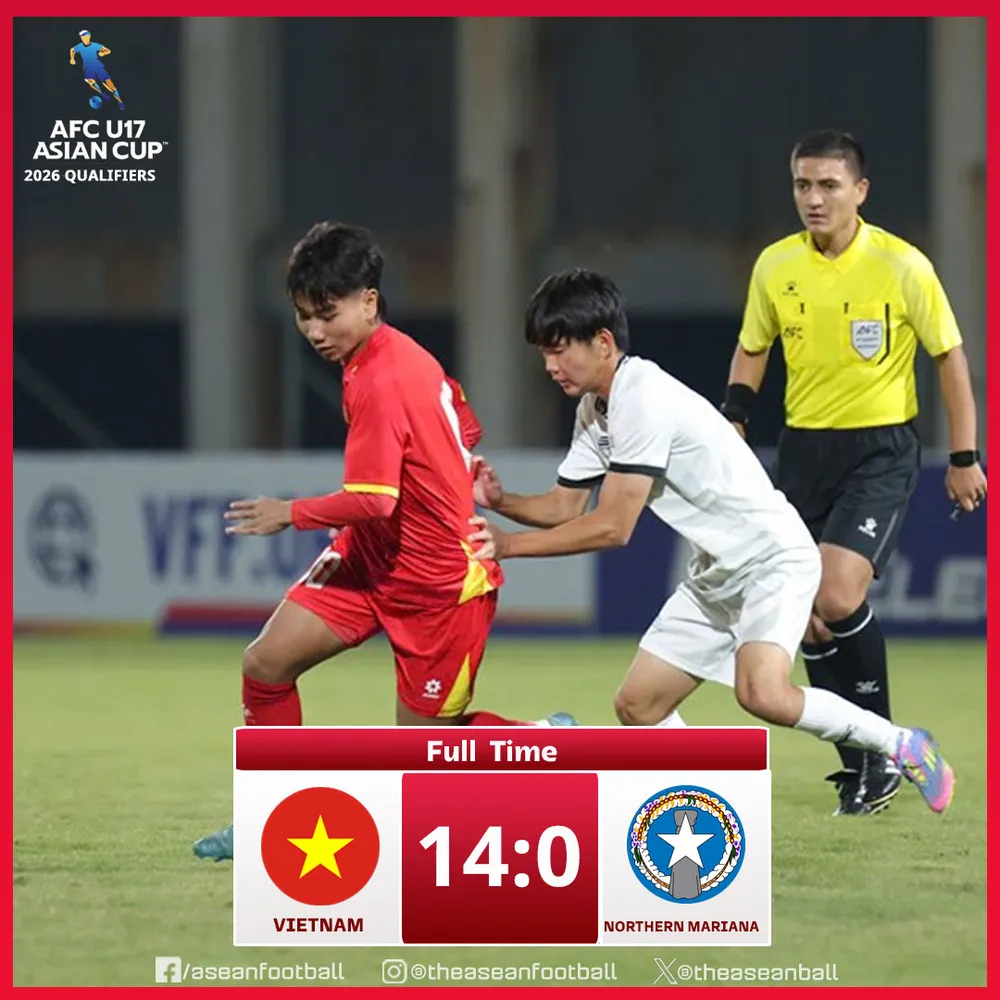 U17 Việt Nam trút "mưa bàn thắng" vào lưới U17 Bắc Quần đảo Mariana.