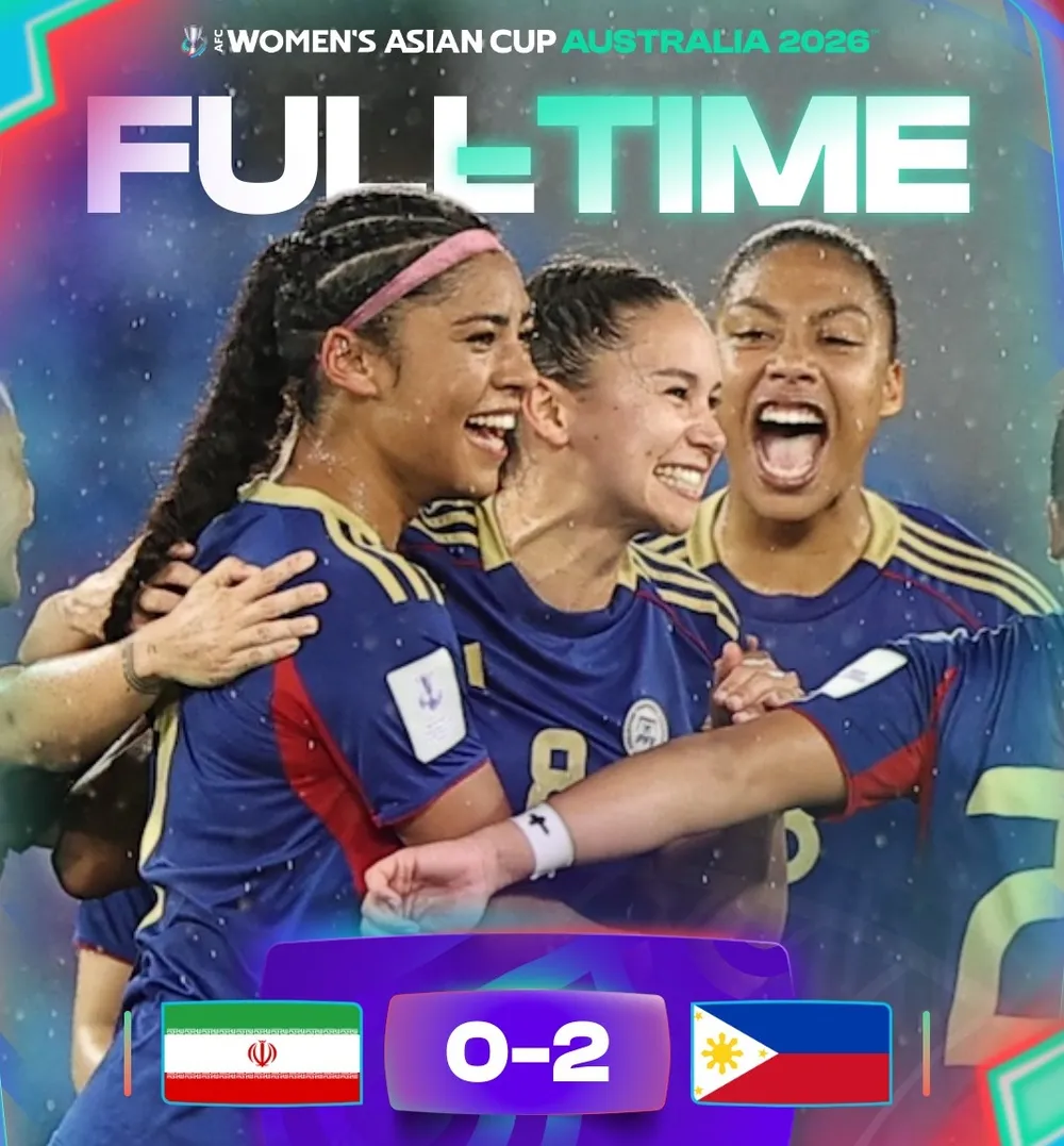 Philippines đứng thứ ba bảng A sau khi giành trọn 3 điểm trước Iran. Ảnh: AFC