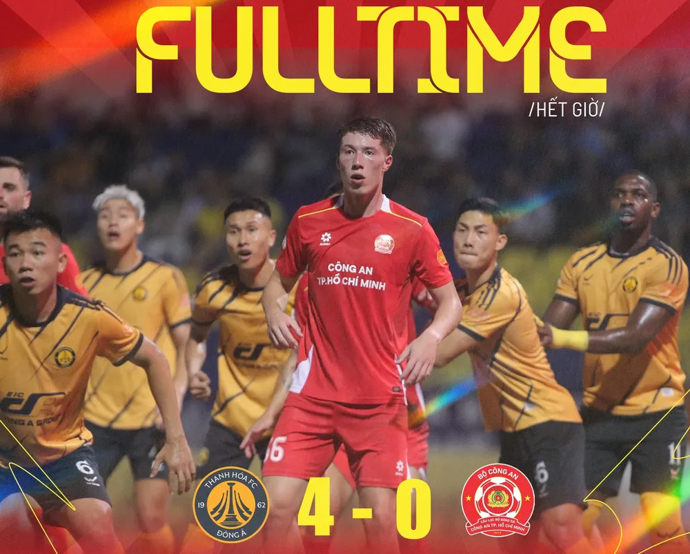 Công an TPHCM có trận thua cách biệt nhất từ đầu giải. Ảnh: CAHCM FC