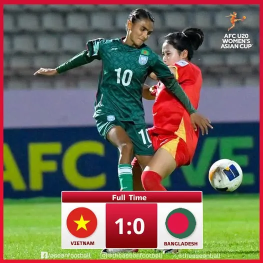 Thắng U20 nữ Bangladesh 1-0, U20 nữ Việt Nam giữ hy vọng vào Tứ kết
