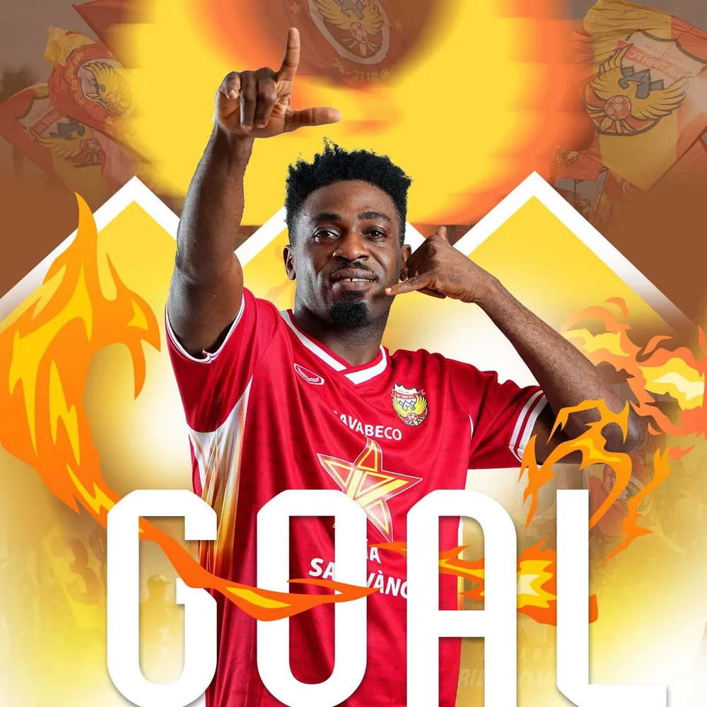 Atshimene Charles, tác giả bàn thắng duy nhất của trận đấu cho đội chủ nhà Hà Tĩnh. Ảnh: HTFC