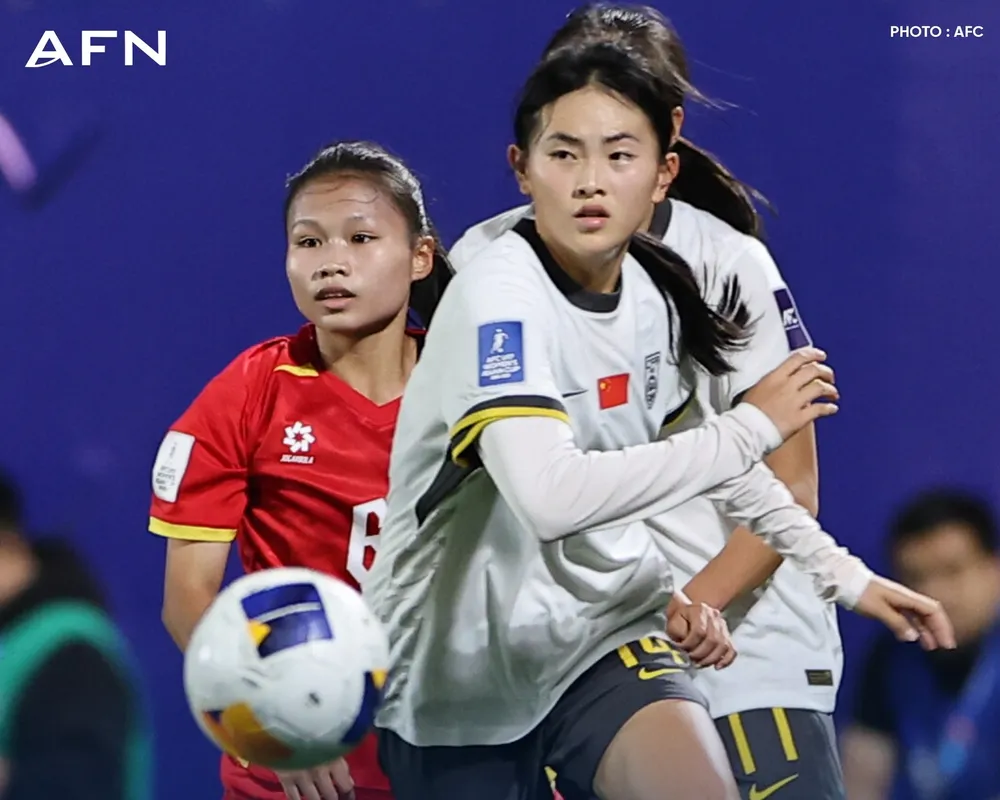 U17 Việt Nam không thể gây bất ngờ trước các cầu thủ chủ nhà. Ảnh: AFC