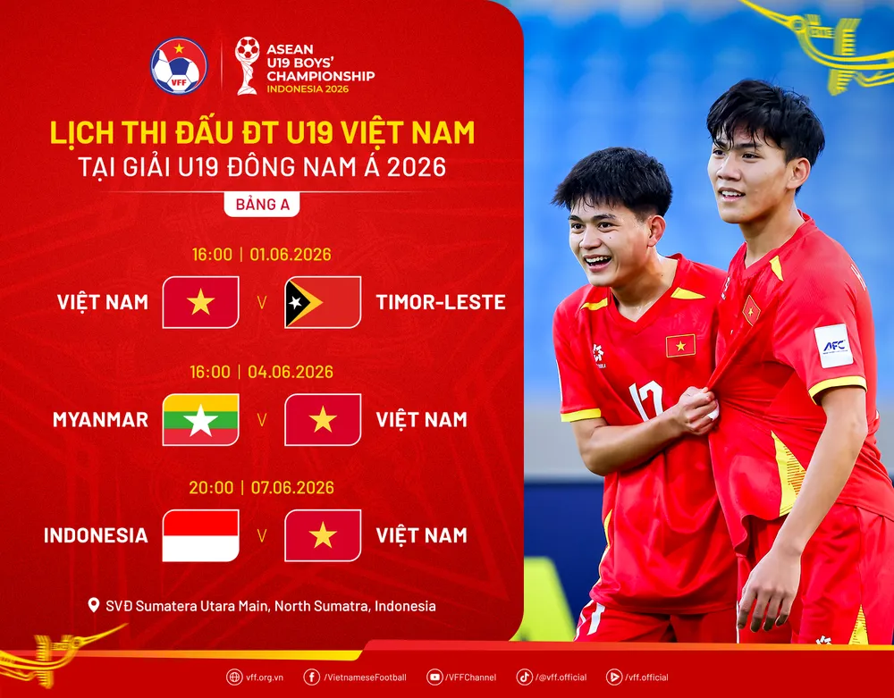 Lịch thi đấu giải U19 Đông Nam Á 2026