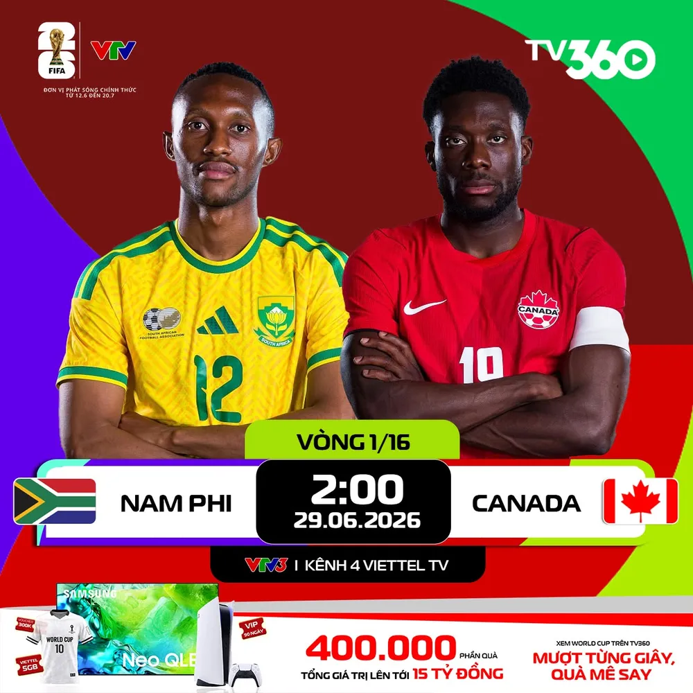 Lịch thi đấu vòng 1/16 World Cup 2026