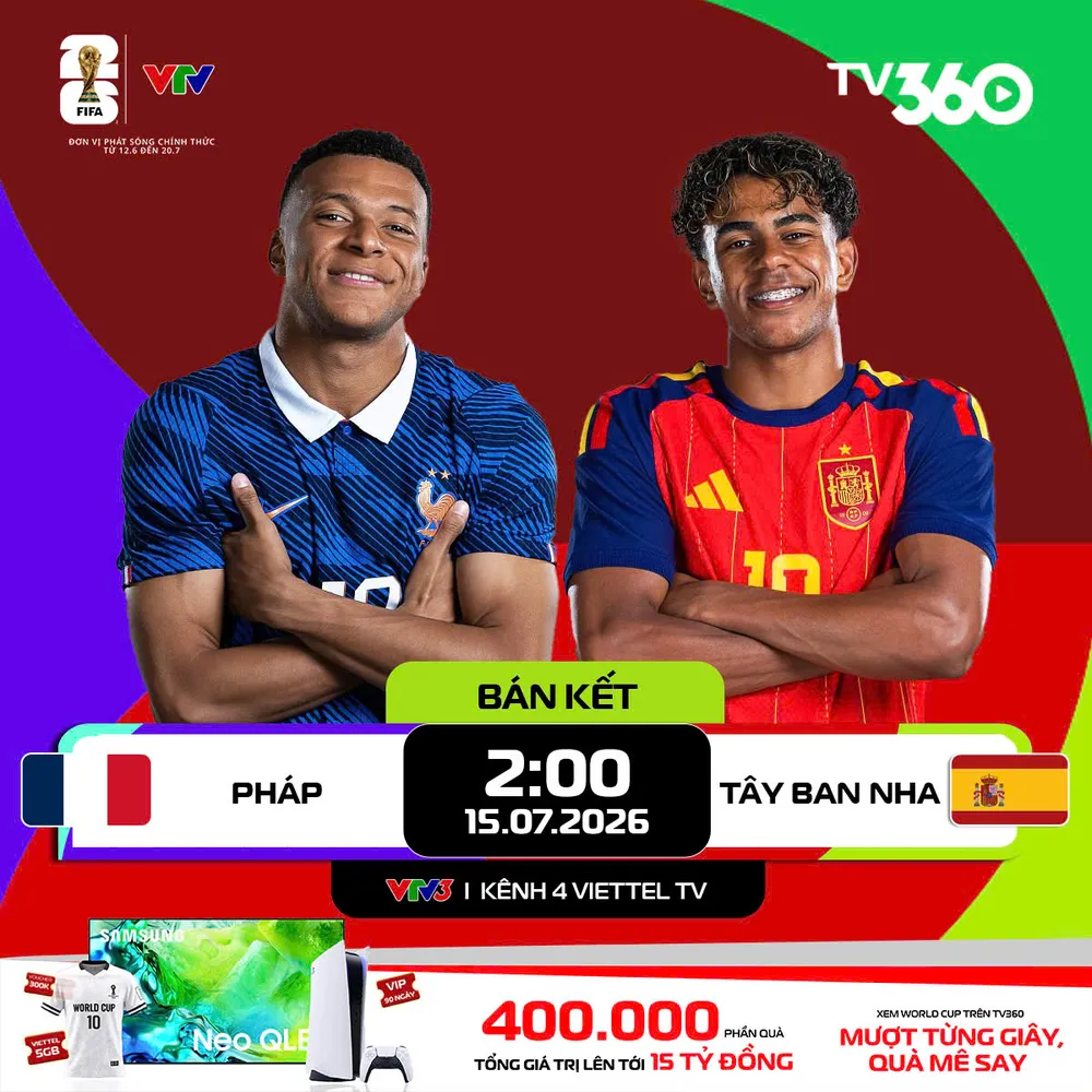 Lịch thi đấu Bán kết World Cup 2026, ngày 15-7