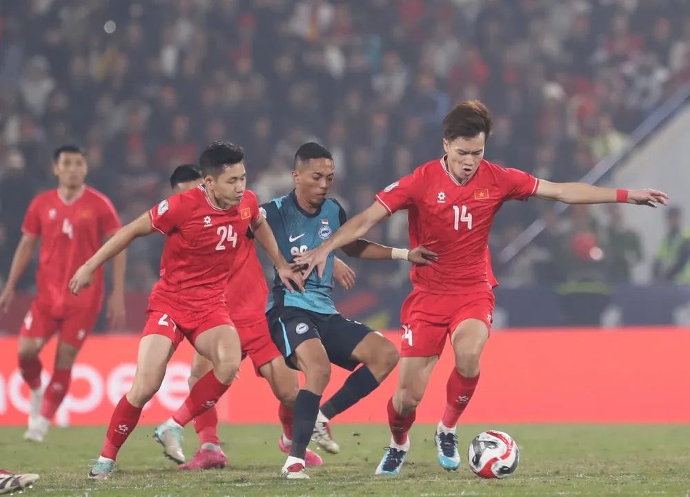 Đội tuyển Việt Nam loại Singapore ở bán kết ASEAN Cup 2024. Ảnh: VFF