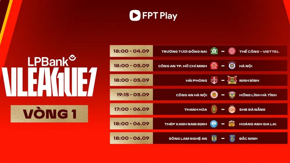 Lịch thi đấu LPBank V-League 2026-2027 (vòng 1)
