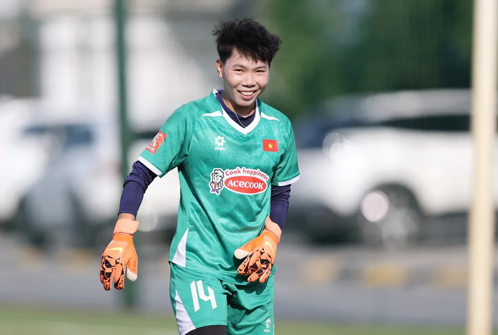 Thủ môn Kim Thanh, một trong những gương mặt kỳ cựu của đội tuyển nữ Việt Nam. Ảnh: ĐÔNG HUYỀN