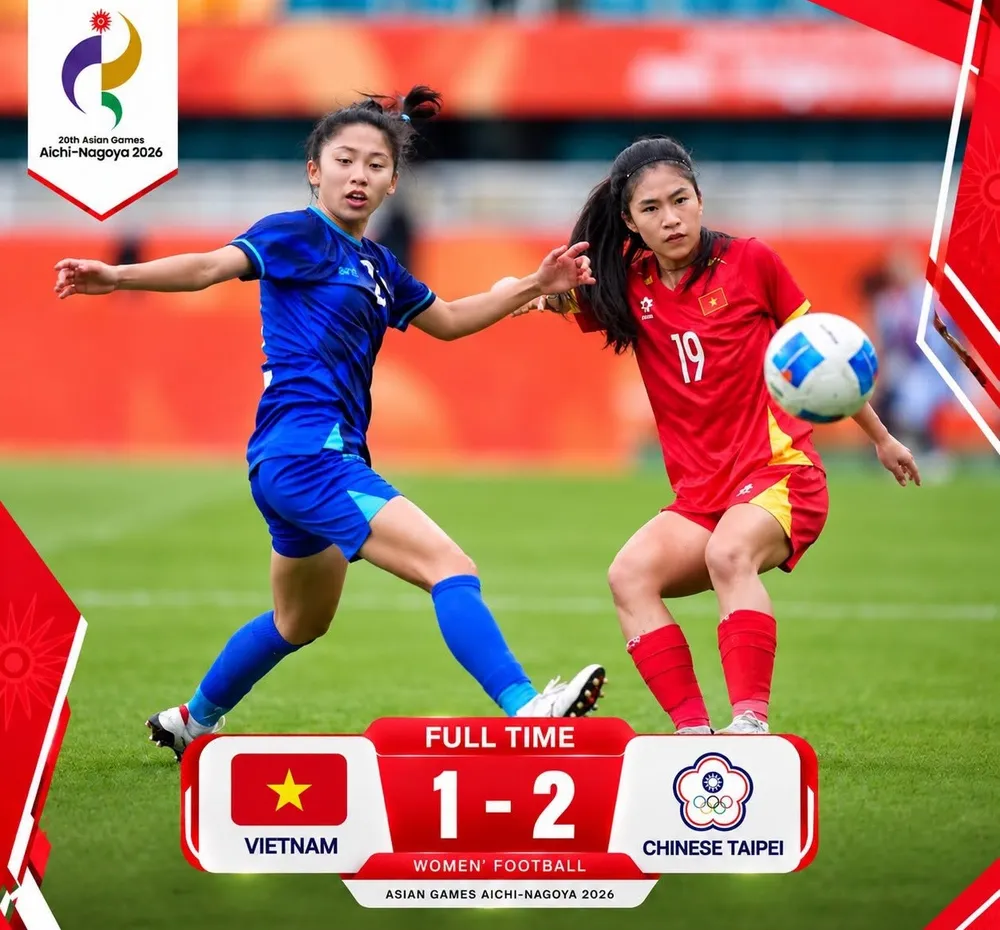Đội tuyển nữ Việt Nam thua Đài Loan (TQ) 1-2 ở trận ra quân ASIAD 20. Ảnh: Aseanfootball