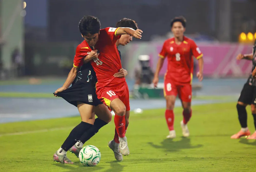 U23 Việt Nam trong trận thắng U23 Hàn Quốc tại VCK U23 châu Á 2026. Ảnh: TED TRẦN