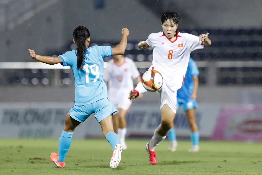 U17 nữ Việt Nam giành trận thắng với tỷ số kỷ lục trước đội U17 Quần đảo Bắc Mariana. Ảnh: ĐÔNG HUYỀN