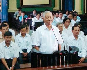 Le Minh Hoang, former director of the HCM City Power Company, at the city People’s Court at the fake electric-meter hearing on May 18.