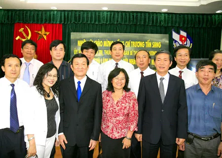 Đồng chí Trương Tấn Sang thăm và làm việc tại Hội Nhà báo Việt Nam.