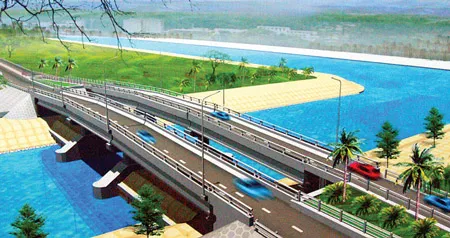 Xây dựng cống Ba Thôn bằng công nghệ cống đập trụ đỡ