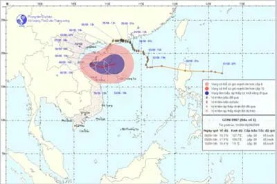 Bão số 6 đang tiến vào bờ biển các tỉnh từ Nghệ An đến Quảng Bình