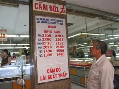 Giá vàng xuống dưới 22 triệu đồng/lượng