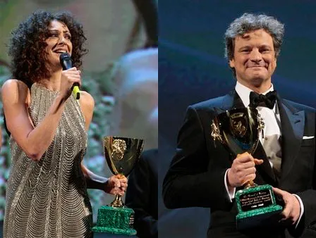 Ksenia Rappoport - Nữ diễn viên xuất sắc nhất (ảnh trái) và Colin Firth - Diễn viên nam xuất sắc nhất