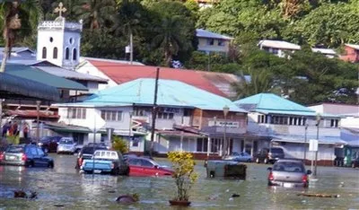 Sóng thần gây ngập lụt tại khu vực Fagatogo