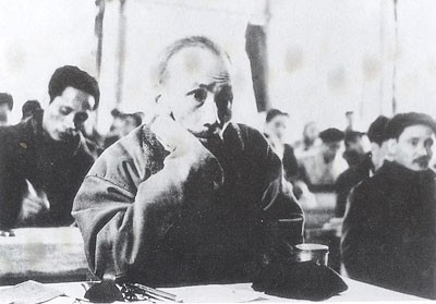 A file photo of President Ho Chi Minh at the Second Party Congress in 1951