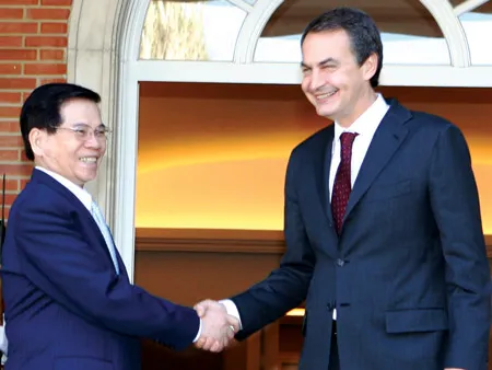 Hội đàm với Chủ tịch nước Nguyễn Minh Triết, Thủ tướng Tây Ban Nha Zapatero: Phát triển quan hệ với Việt Nam trên mọi lĩnh vực