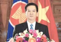 Prime Minister Nguyen Tan Dung delivers a speech the day before the country takes over the presidency of ASEAN.