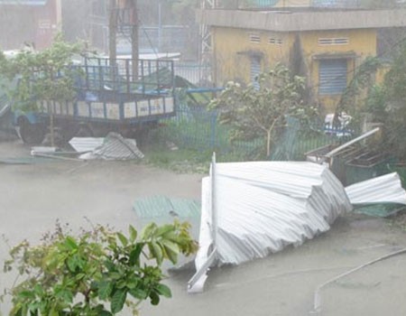 This file photo, taken on Sep. 29, 2009 in the central province of Quang Ngai, shows an area hit by devastating typhoon Ketsana