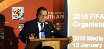 The chief executive officer of the 2010 World Cup Organizing Committtee-South Africa, Danny Jordan, gives a press conference on January 12, 2010 in Johannesburg to address the issue of the January 8 attack on the Togolese team in Angola before the opening match of the 2010 Nations African Cup in Angola (AFP photo)