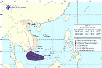 The chart shows the tropical low pressure system off the southern coast of Vietnam on January 19 (Photo: the national weather bureau)