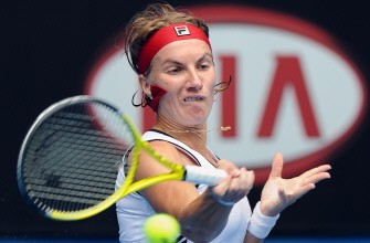 Kuznetsova hits a return during her victory over Anastasia Pavlyuchenkova of Russia in their women's singles second round match on day three of the Australian Open tennis tournament in Melbourne on January 20, 2010. AFP PHOTO