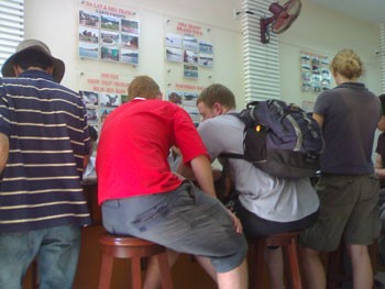 Visitors book book tours at a travel firm (Photo:KK)