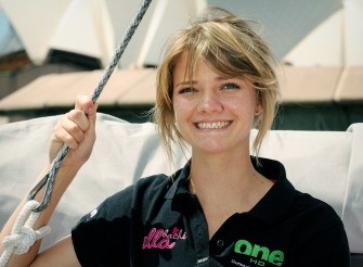 AFP file photo taken October 7, 2009 shows sixteen-year-old Australian sailor Jessica Watson aboard her yacht on Sydney Harbour