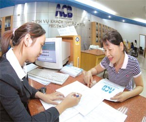 Transaction at an Asia Commercial Bank branch in Ho Chi Minh City