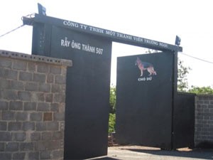 The farm belonging to Pham Ngoc Thanh, where Pham Thi Ngan was bitten to death January 21 by vicious attack dogs bred there (Photo: NLD)