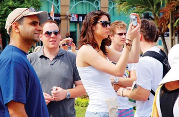 Foreign tourists visit Ho Chi Minh City.