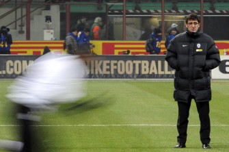 Juventus coach Ciro Ferrara looks on before their Coppa Italia football match Inter Milan vs Juventus at San Siro Stadium in Milan on January 28, 2010. AFP PHOTO