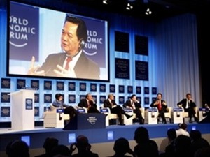 Vietnamese Prime Minister Nguyen Tan Dung delivers a speech at the World Economic Forum in Davos on Jan. 29 (Photo: Vietnam News Agency)