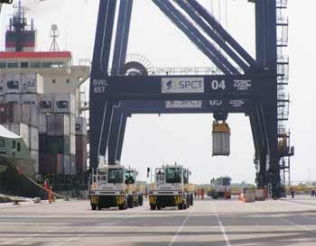 This photo, taken on January 30, shows part of the Saigon Premier Container Terminal (Photo: NLD)