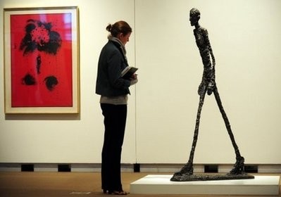 "L'Homme qui marche I" on display at Sotheby's in London. AFP photo