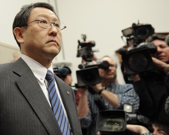 Toyota President and CEO Akio Toyoda enters the room to testify before the US House of Representatives Oversight and Government Reform Committee Full committee hearing Feruary 24, 2010, on Capitol Hill in Washington, DC. AFP photo