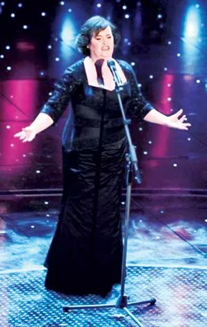 Susan Boyle tại Festival âm nhạc Sanremo ở Italia ngày 16-2.