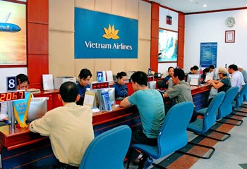 A ticket office of Vietnam Airlines.
