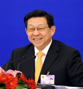 Chinese Commerce Minister Chen Deming is pictured during a press conference at the National People's Congress inside the Great Hall of the People in Beijing, on March 6.