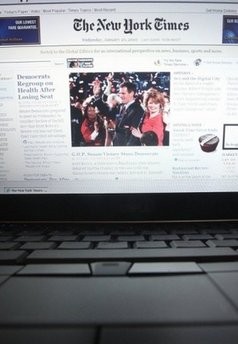 The homepage of the New York Times is displayed on a laptop. AFP photo