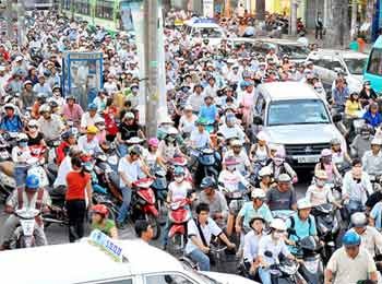 Traffic jam seen in HCM City (File photo: SGGP)