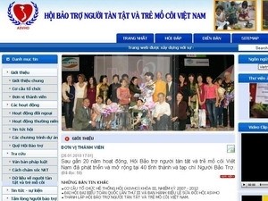 A view of the website of the Association for the Support of Vietnamese Handicapped and Orphans