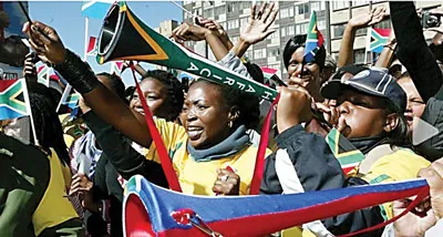 CĐV Nam Phi ở Johanesburg - một trong các địa điểm sẽ tổ chức World Cup Nam Phi 2010.