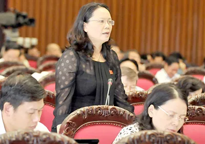 Đại biểu Phạm Thị Loan (Hà Nội) phát biểu tại hội trường.