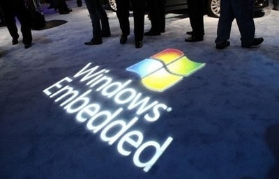 The logo of Microsoft's Windows operating system is projected at a consumer electronics fair in Las Vegas. AFP photo