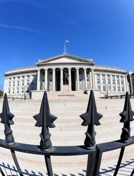 The US Treasury building in Washington, DC. US debt has reached 13 trillion dollars for the first time in history, the Treasury Department has said.